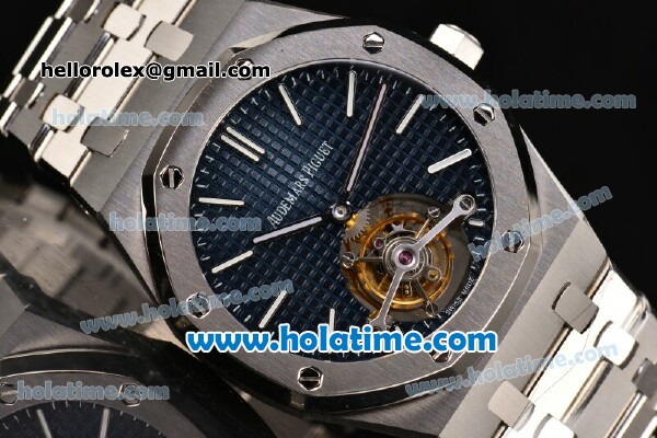 Audemars Piguet Royal Oak Tourbillon 41MM Swiss ST Tourbillon Manual Winding Full Steel with Blue Dial and Stick Markers - Click Image to Close